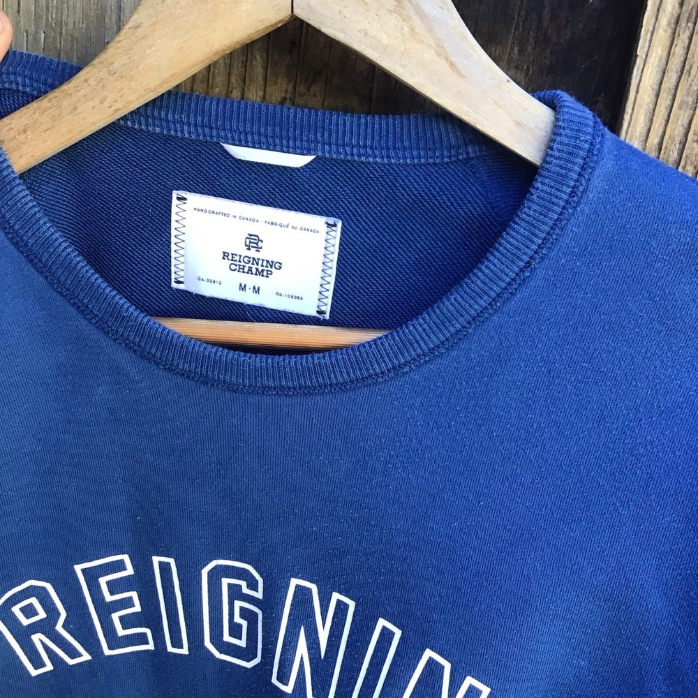 Reigning Champ Men's Medium Blue Crewneck Sweatshirt Canada Gym Workout Yoga - Picture 5 of 8